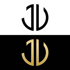 ju initial logo circle shape vector black and gold