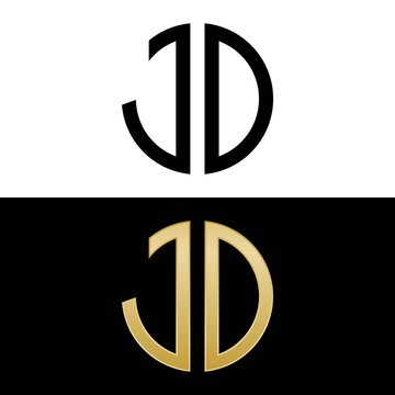jo initial logo circle shape vector black and gold