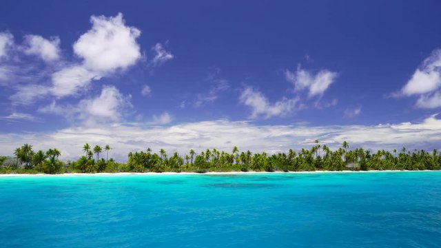 scenic Tuamotus coastline, atoll in Polynesia