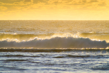 Great Waves on a tropical beach. Reunion Island