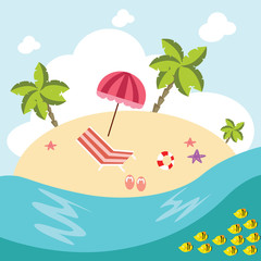 Beach Cartoon Vector Illustration