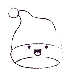 kawaii christmas hat santa claus smiling expression blurred silhouette on white background