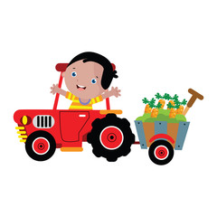 Tractor Cartoon Vector Illustration
