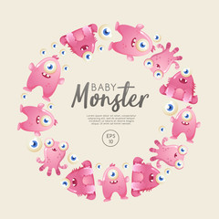Colorful Cute  Monsters Set : Vector Illustration