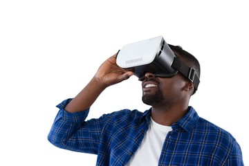 Man using virtual reality headset