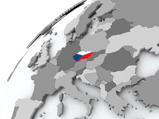 Flag of Czech republic on grey globe