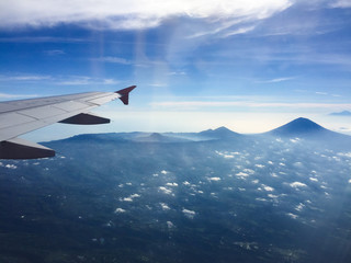 Fototapeta na wymiar Mount Rinjani Volcano view from airplane