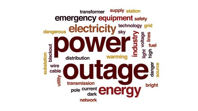 Power outage animated word cloud, text design animation.