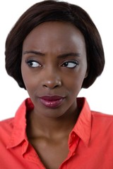 Close up of woman looking away