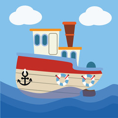Ship Cartoon Vector Illustration