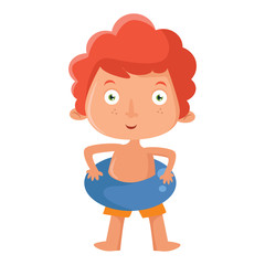 Swimming Boy Cartoon Vector Illustration