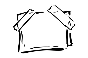 Hand Draw Sketch, Outline of Blank Note, Isolated on White 