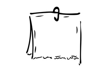 Hand Draw Sketch, Outline of Blank Note, Isolated on White 