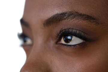 Close up of woman eyes looking away