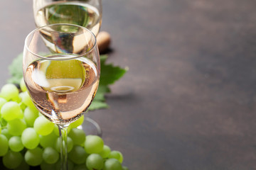 Wine glasses and grapes
