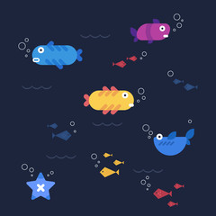 Flat Design Fishes. Part 5