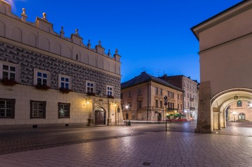 Fototapeta na wymiar Historical houses, old town in Krakow in the night