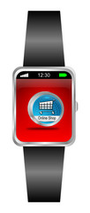 Smartwatch with online Shop Button - 3D illustration
