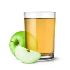 Fototapeta na wymiar Glass of apple juice isolated on white