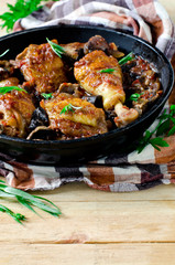 Chicken stew with mushrooms and tomatoes