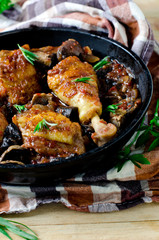 Chicken stew with mushrooms and tomatoes