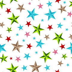 Star seamless pattern. Colorful retro background. Chaotic elements. Abstract geometric shape texture. Effect of sky. Design template for wallpaper,wrapping, textile. Vector Illustration