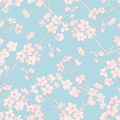 Tree in blossom seamless pattern