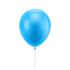 Light blue realistic balloon. Light blue inflatable ball realistic isolated white background. Balloon in the form of a vector illustration