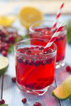 cranberry drink on wooden surface