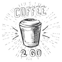 Coffee to go,hand drawn doodle background or banner