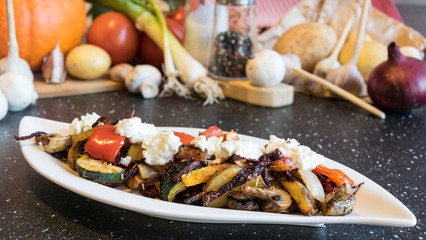 Delicious grilled vegetables with excellent goat cheese