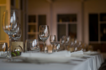 Empty glasses wine in restaurant