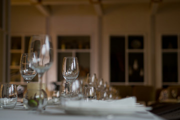 Empty glasses wine in restaurant