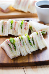 mini ham sandwich and coffee