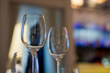 Empty glasses wine in restaurant
