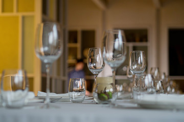Empty glasses wine in restaurant