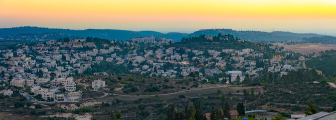 Jerusalem Mountains at the sunset blue hour