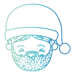 Obraz na płótnie Canvas santa claus man kawaii face eyes closed and tongue out expression with hat on gradient color silhouette blue