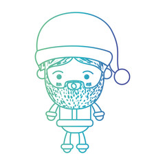 santa claus man kawaii full body cartoon surprised expression with hat on gradient color silhouette from blue to purple