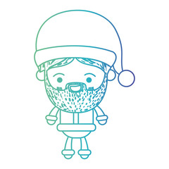 Obraz premium santa claus man kawaii full body cartoon happiness expression with hat on gradient color silhouette from blue to purple