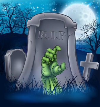 Zombie or Halloween Monster Cartoon Scene