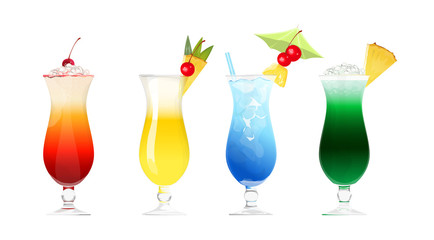 Alcohol cocktails set.