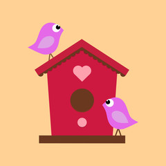 birdhouse with two birds