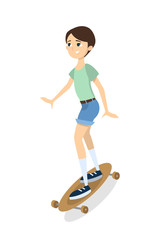 Isolated skateboarding girl.