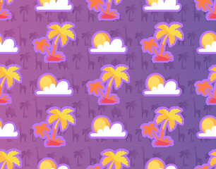 Obraz premium Exotic Palm Trees with African Plants and Animals