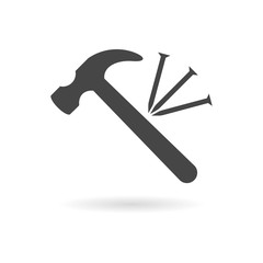 Hammer and nail icon 