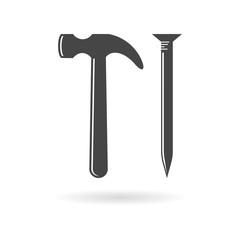 Hammer and nail icon 