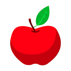 Apple. Red apple. Red apple with leaf. Vector illustration