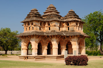 Indian ancient civilization in Hampi a UNESCO World Heritage Site Indiaold travel architecture hinduism building landmark Lotus Mahal 