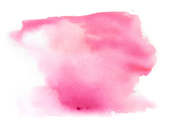 Fototapeta premium Abstract pink watercolor background texture on white, hand painted on paper
